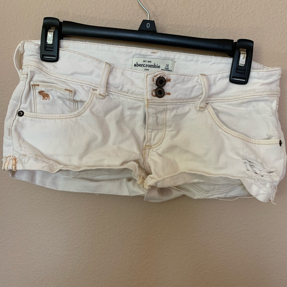 Abercrombie Kids White Ripped Shorts